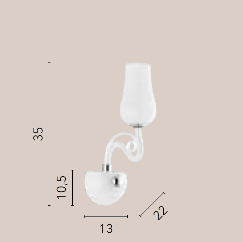 Applique vetro soffiato bianco pastorale trasparente rifiniture cromo 1XE14 non incl. ANGEL Applique vetro soffiato bianco pastorale trasparente rifiniture cromo 1XE14 non incl. ANGEL